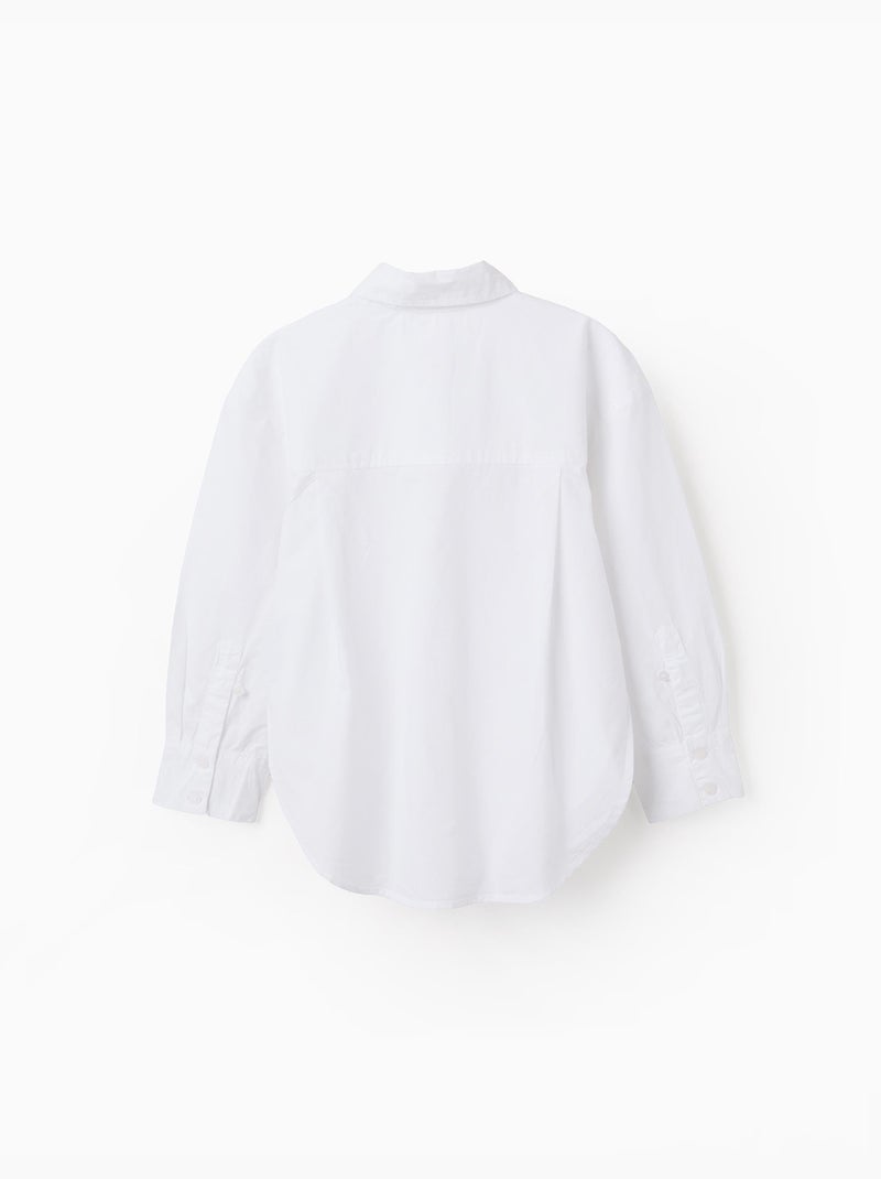 Camicia a manica lunga in popeline con spalle scese Bianco - Kiabi