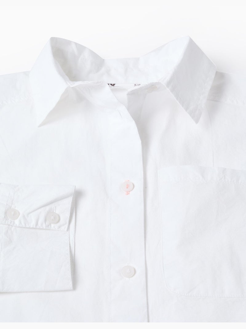 Camicia a manica lunga in popeline con spalle scese Bianco - Kiabi