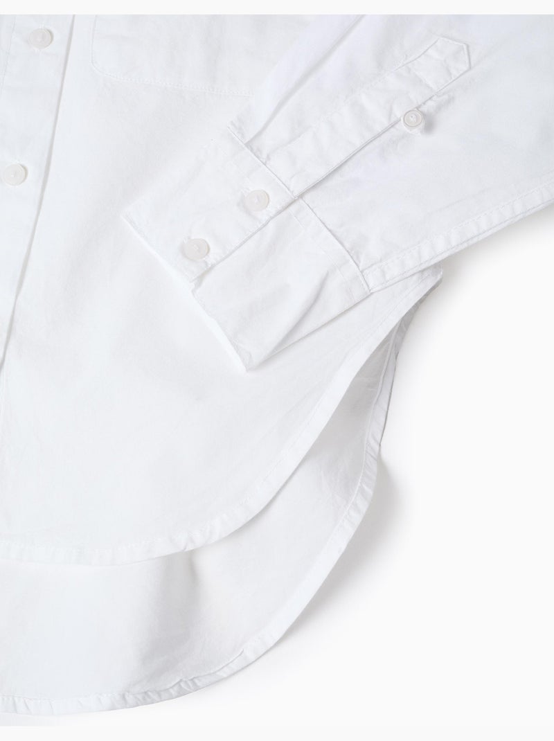 Camicia a manica lunga in popeline con spalle scese Bianco - Kiabi
