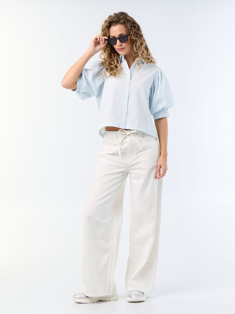 Camicia a maniche corte a palloncino Blu - Kiabi
