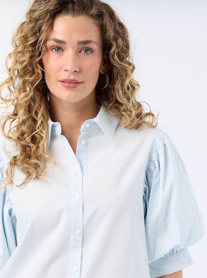 Camicia a maniche corte a palloncino Blu - Kiabi