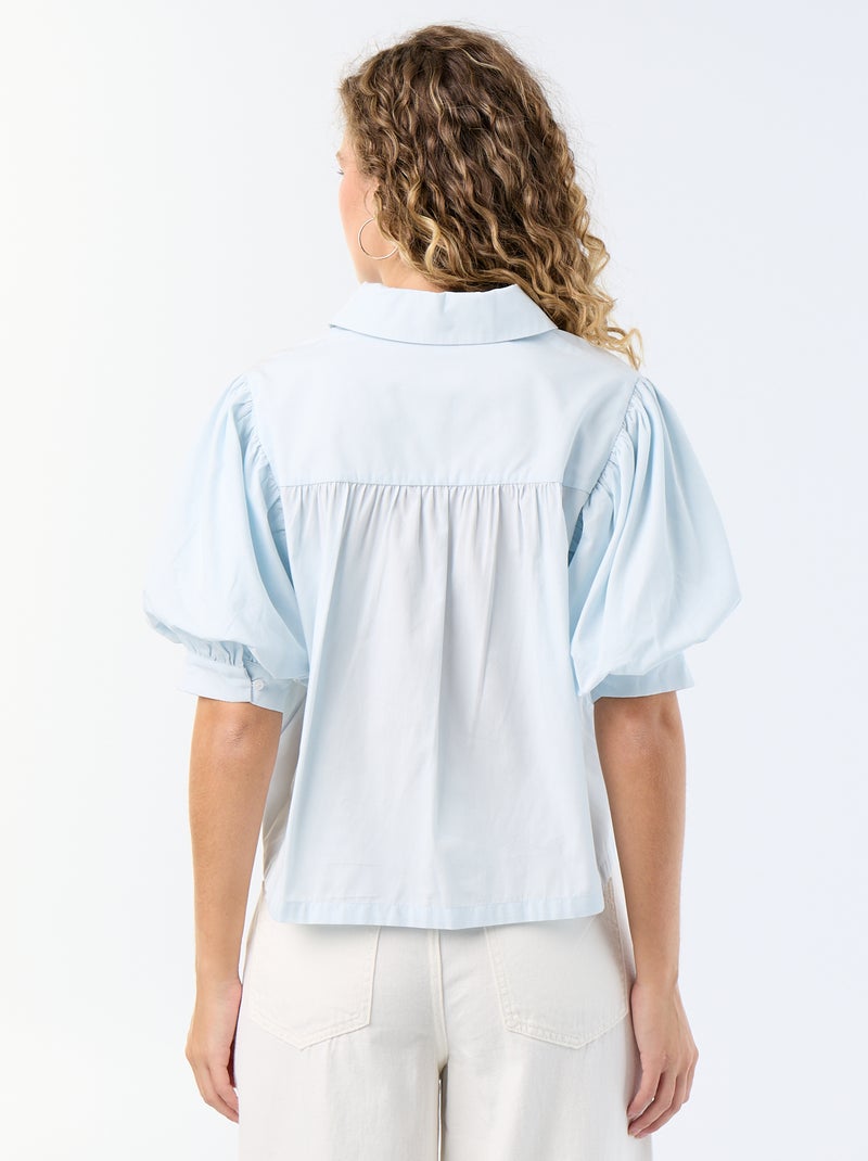 Camicia a maniche corte a palloncino Blu - Kiabi