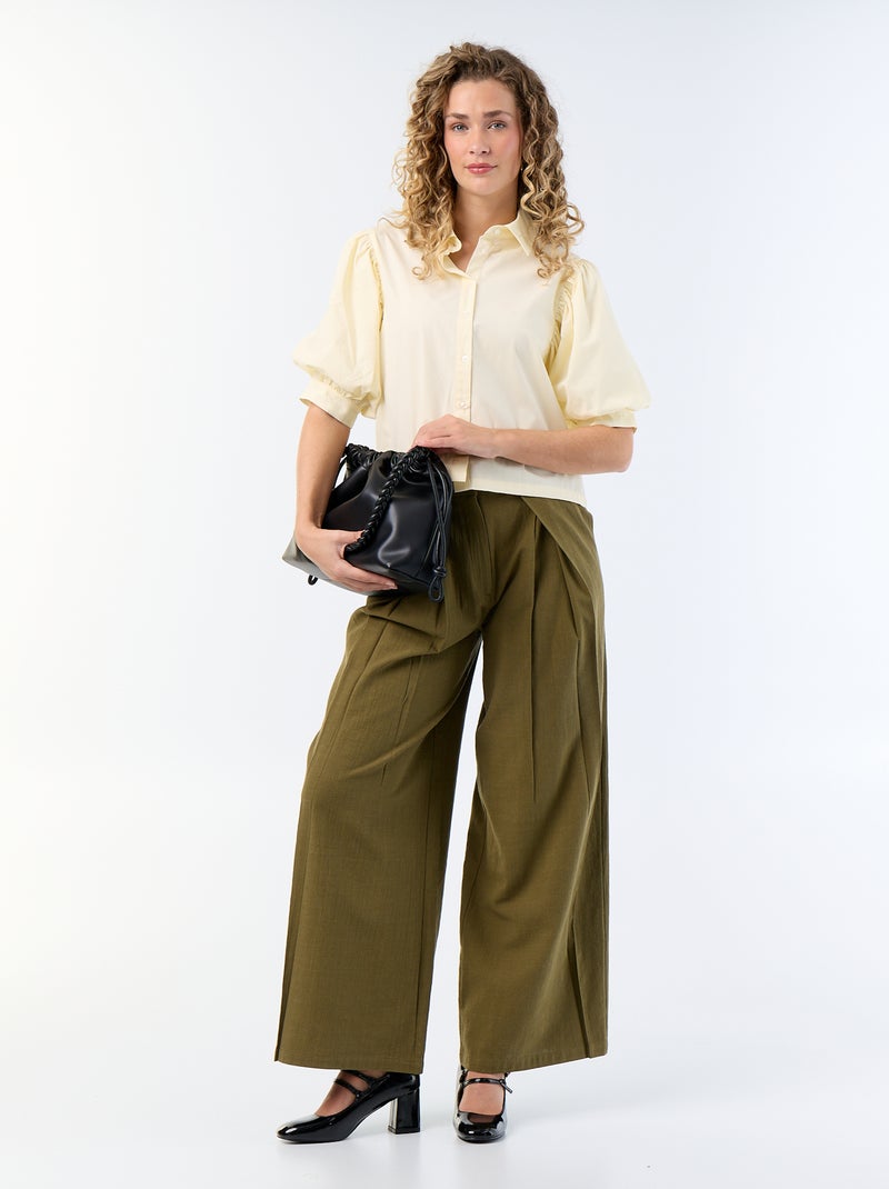 Camicia a maniche corte a palloncino Giallo - Kiabi