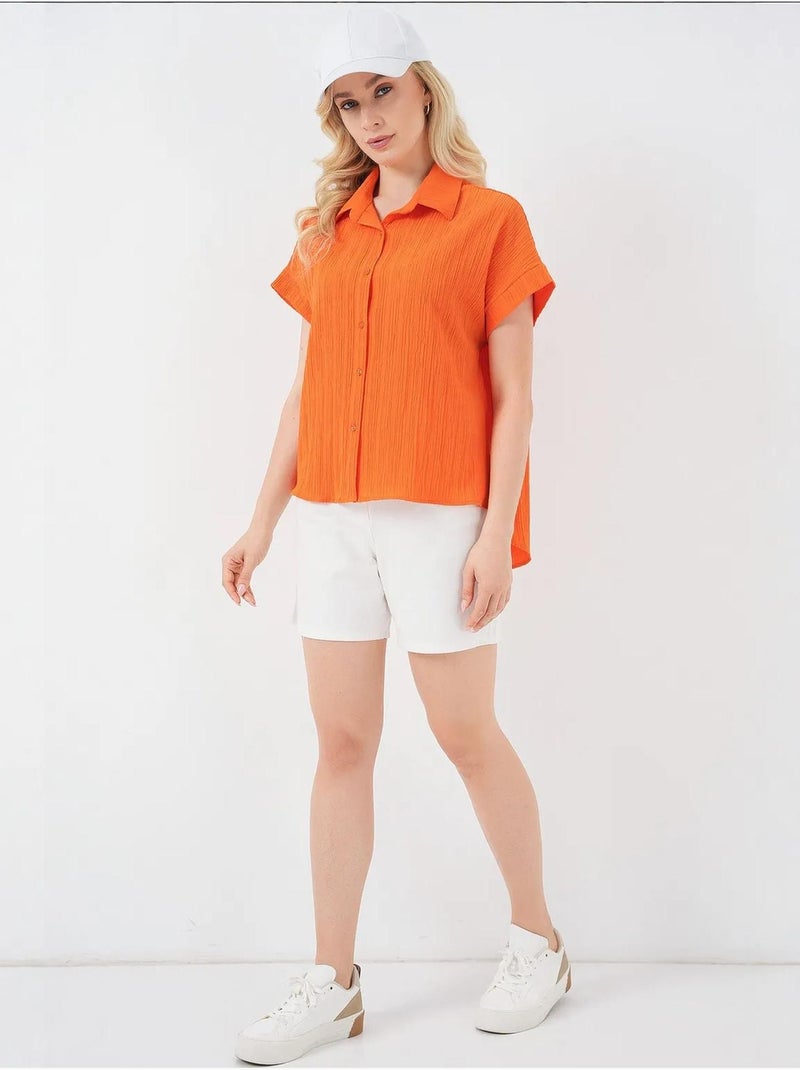 Camicia a maniche corte a righe bdart Arancione mandarino - Kiabi