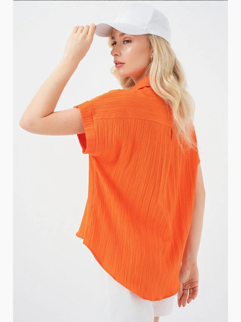 Camicia a maniche corte a righe bdart Arancione mandarino - Kiabi