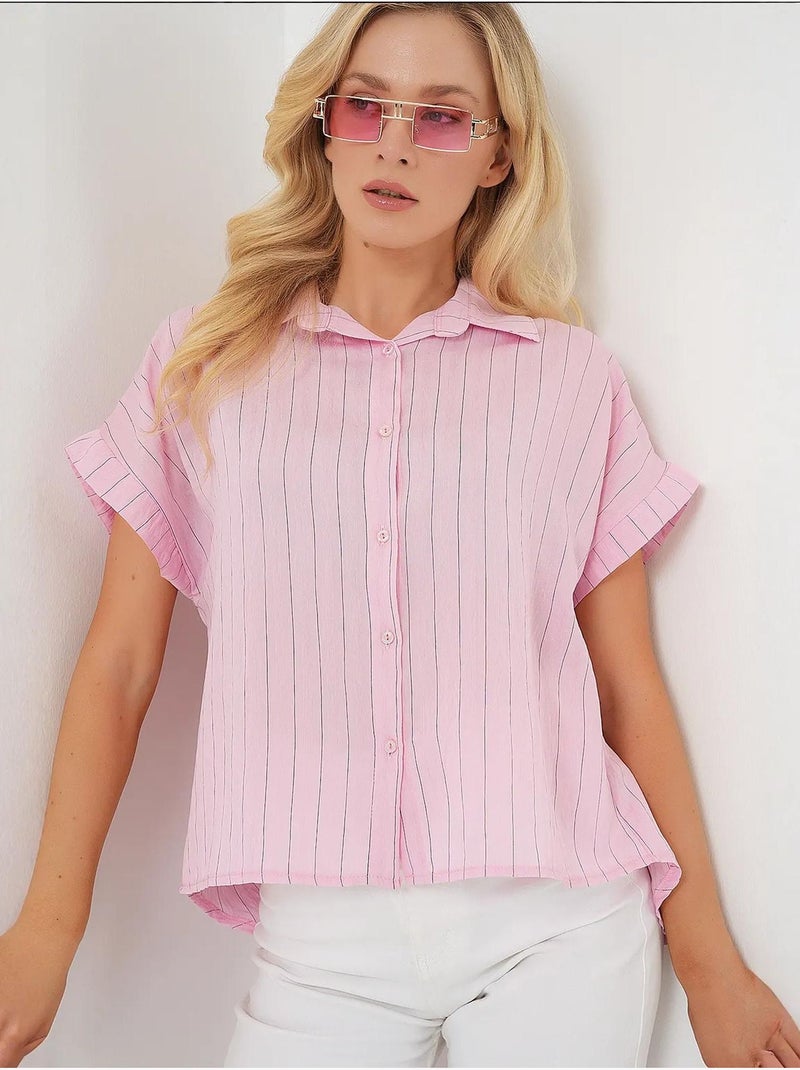 Camicia a maniche corte a righe bdart Rosa chiaro - Kiabi