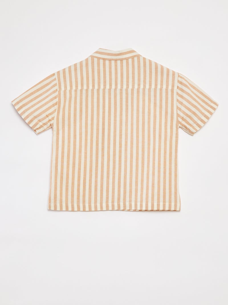 Camicia a maniche corte a righe BEIGE - Kiabi