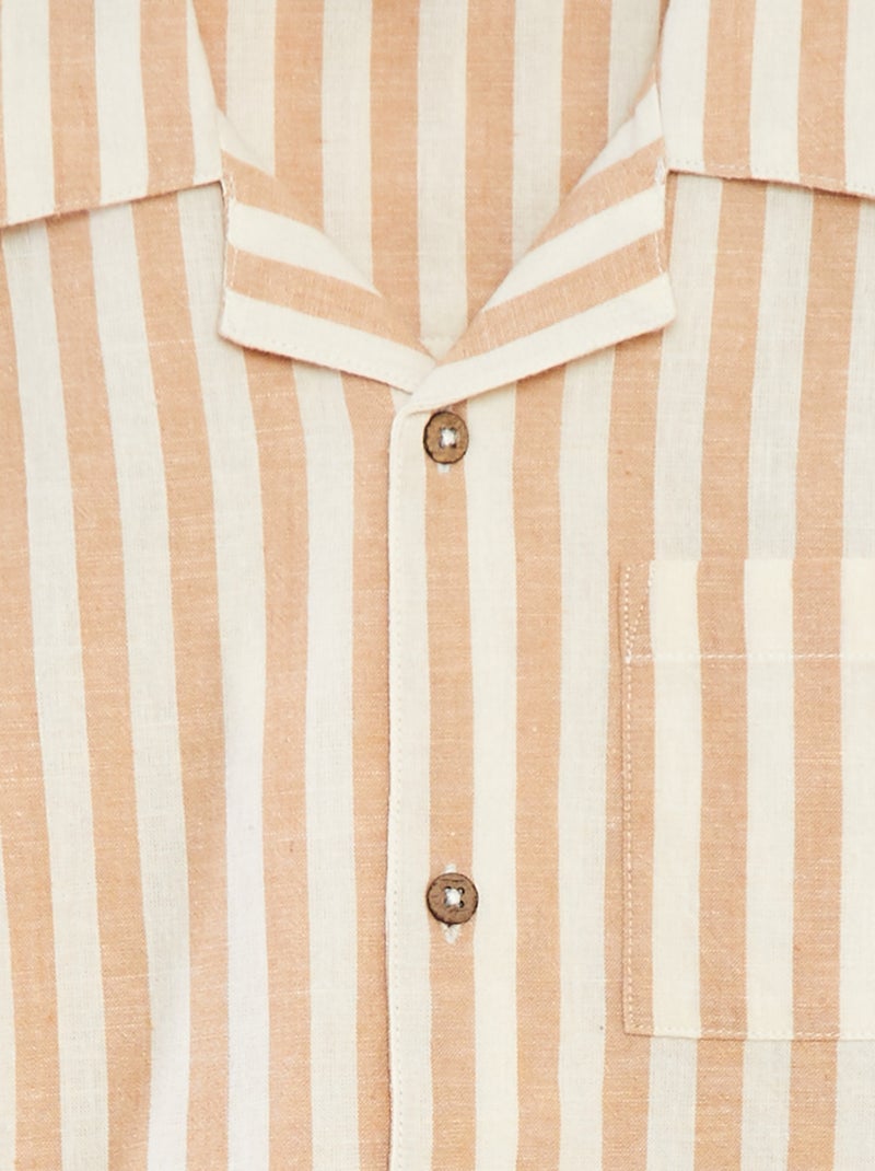 Camicia a maniche corte a righe BEIGE - Kiabi