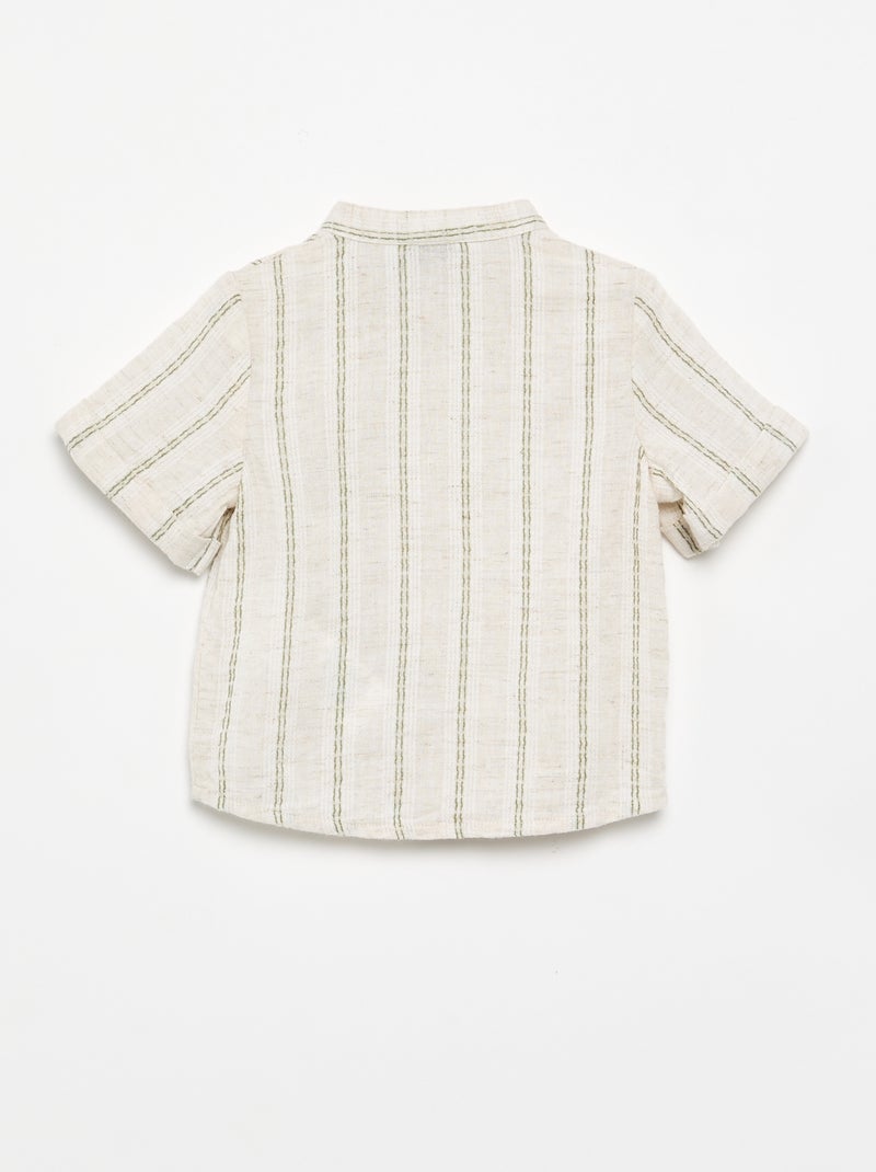Camicia a maniche corte a righe Beige - Kiabi