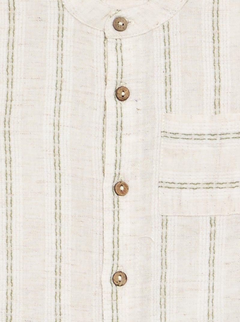Camicia a maniche corte a righe Beige - Kiabi