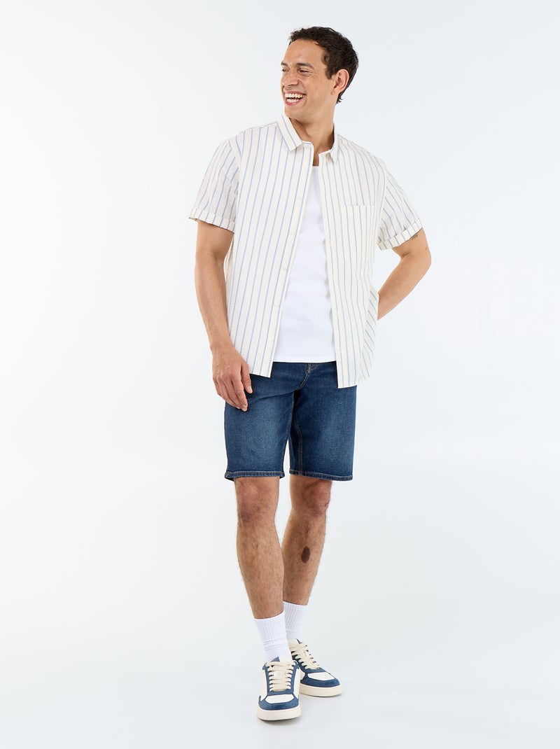 Camicia a maniche corte a righe Bianco - Kiabi