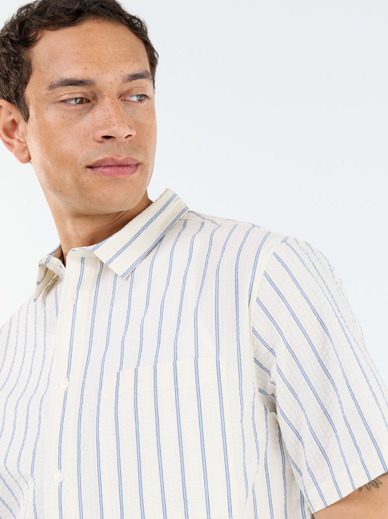 Camicia a maniche corte a righe Bianco - Kiabi