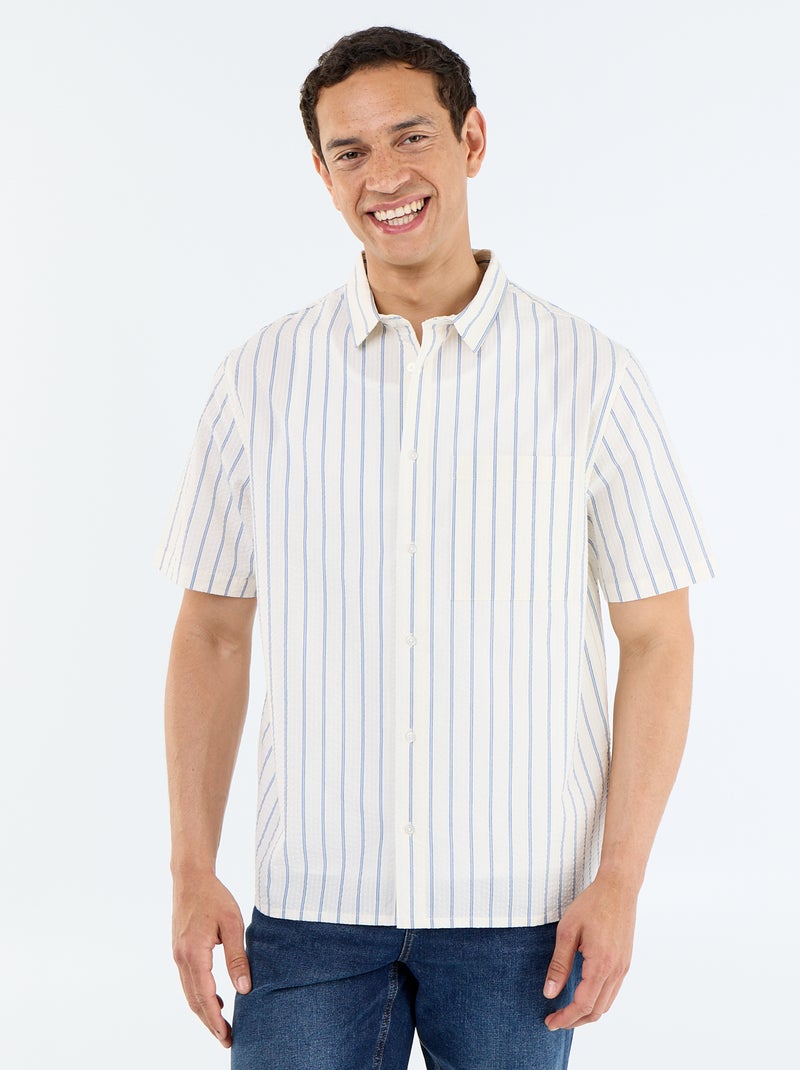 Camicia a maniche corte a righe Bianco - Kiabi