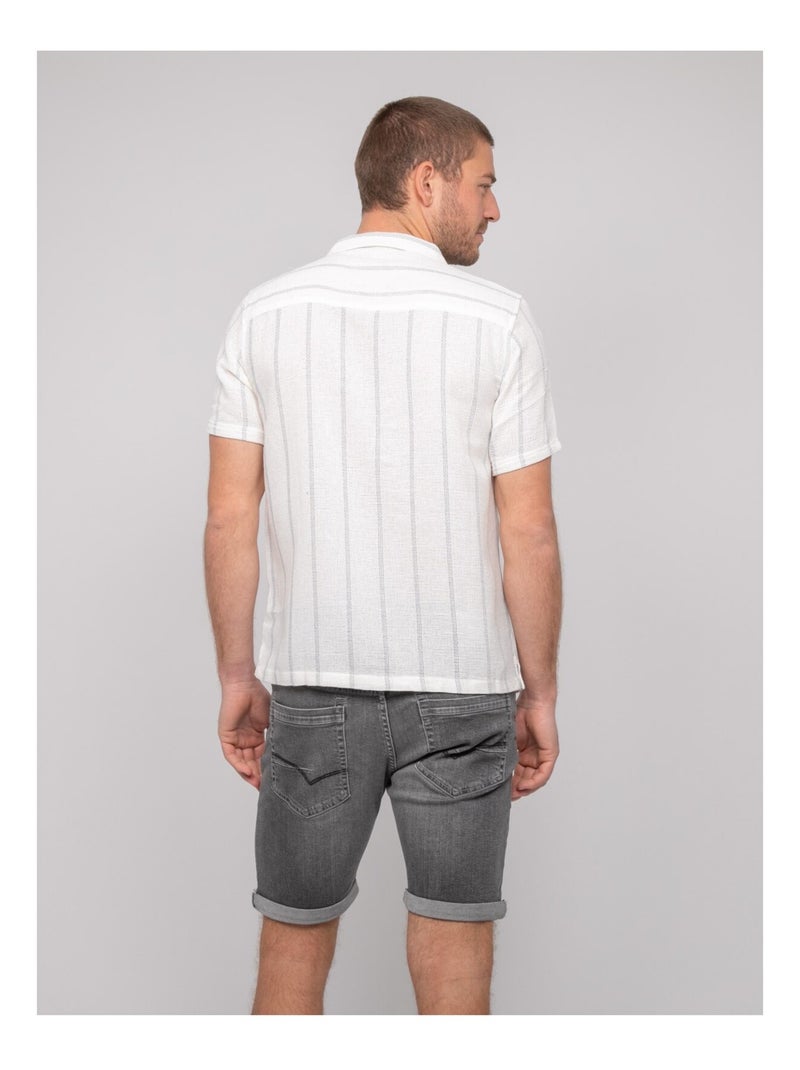 Camicia a maniche corte a righe DERMUNIK Ecru - Kiabi