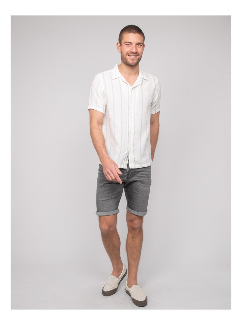Camicia a maniche corte a righe DERMUNIK Ecru - Kiabi