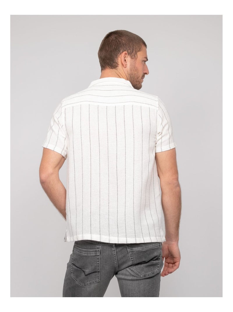 Camicia a maniche corte a righe DIVUGO Ecru - Kiabi