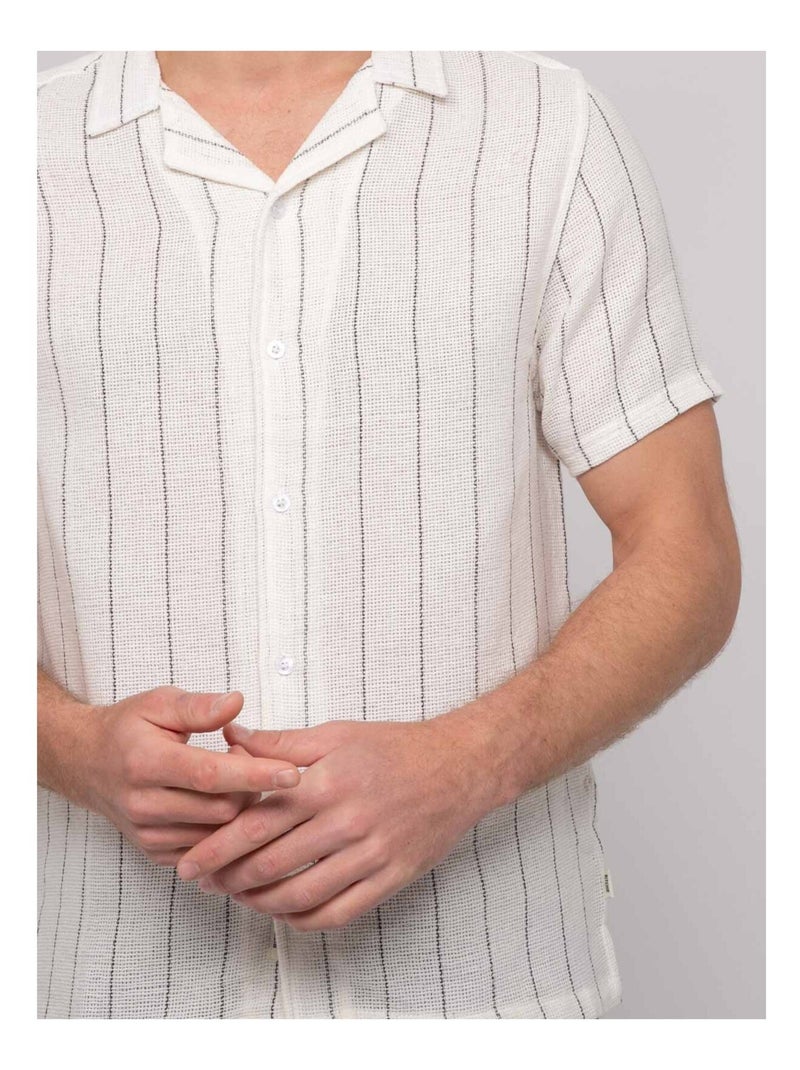 Camicia a maniche corte a righe DIVUGO Ecru - Kiabi