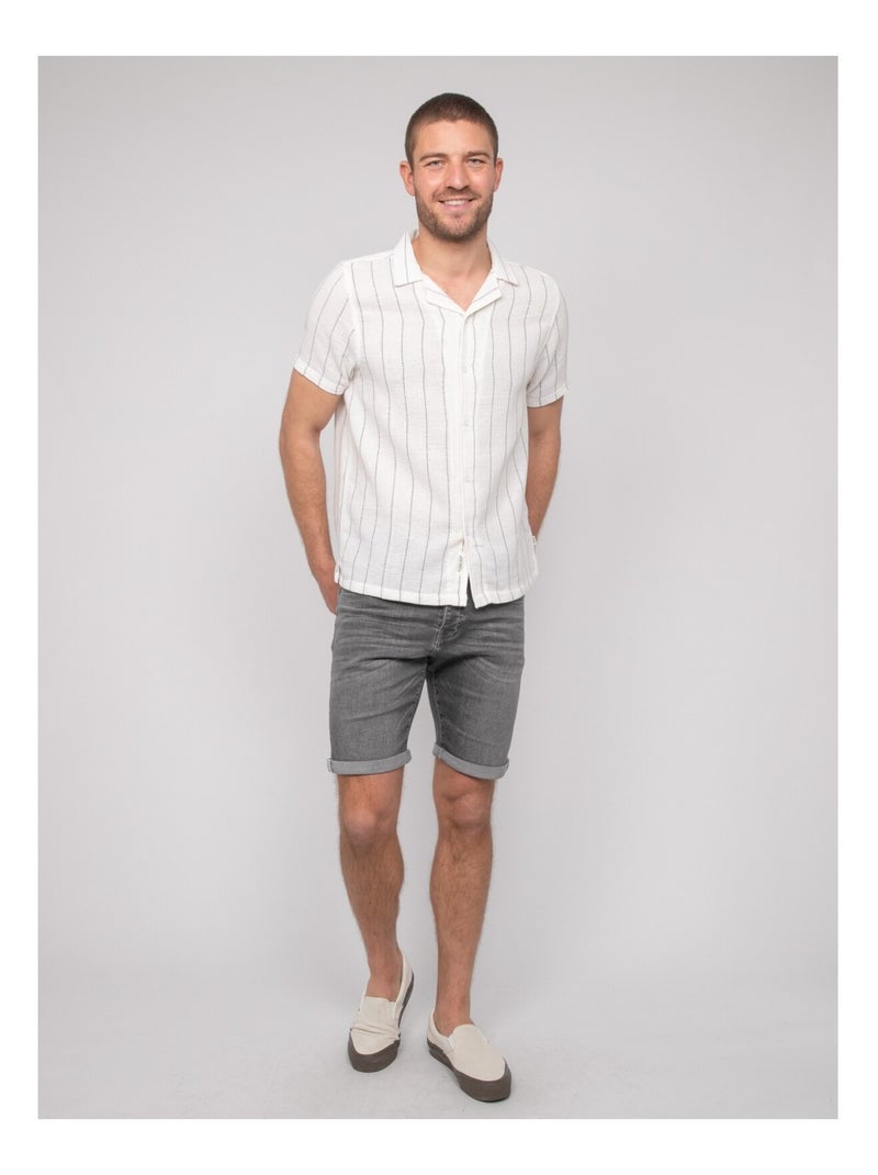 Camicia a maniche corte a righe DIVUGO Ecru - Kiabi