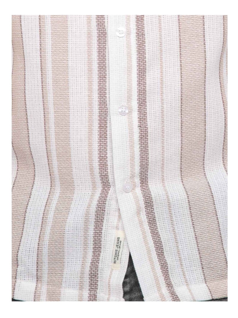 Camicia a maniche corte a righe DOUPARICO Beige - Kiabi