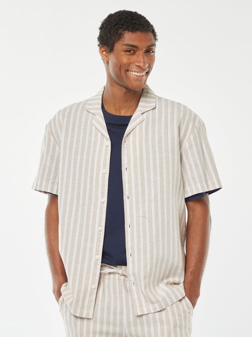 Camicia a maniche corte a righe in misto lino - Kiabi