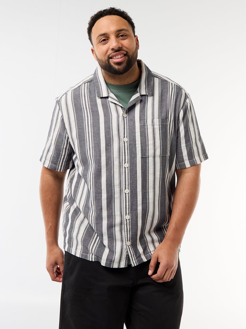 Camicia a maniche corte a righe Nero - Kiabi
