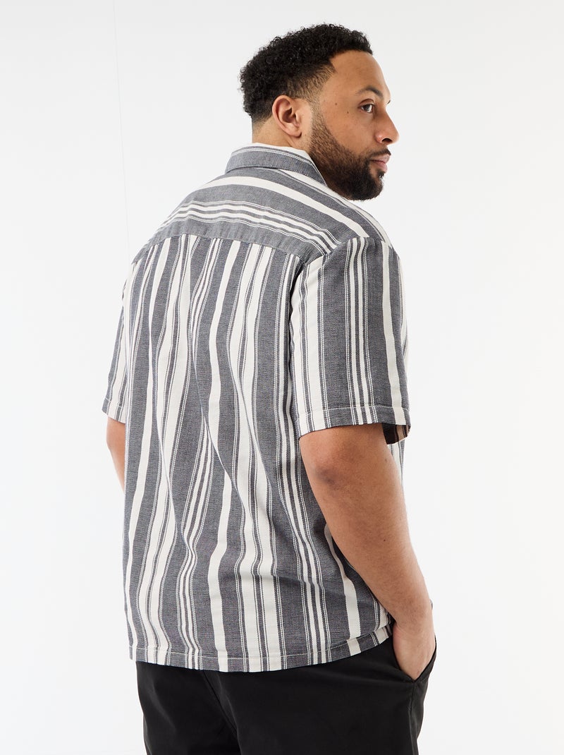 Camicia a maniche corte a righe Nero - Kiabi