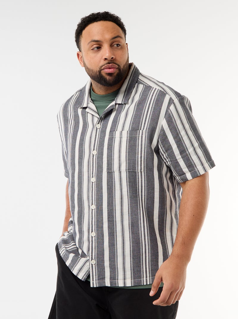 Camicia a maniche corte a righe Nero - Kiabi