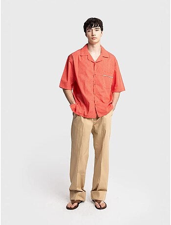 Camicia a maniche corte a righe sottili giesto