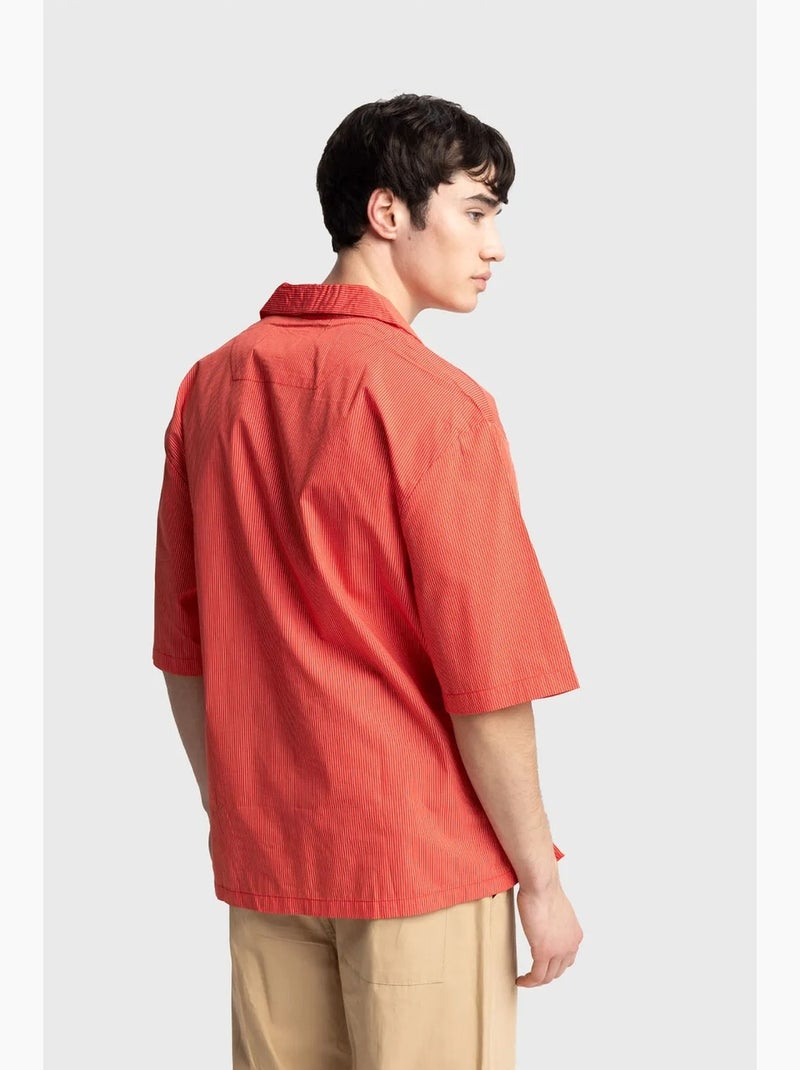 Camicia a maniche corte a righe sottili giesto Corallo - Kiabi