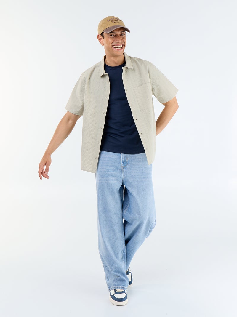 Camicia a maniche corte a righe Verde - Kiabi