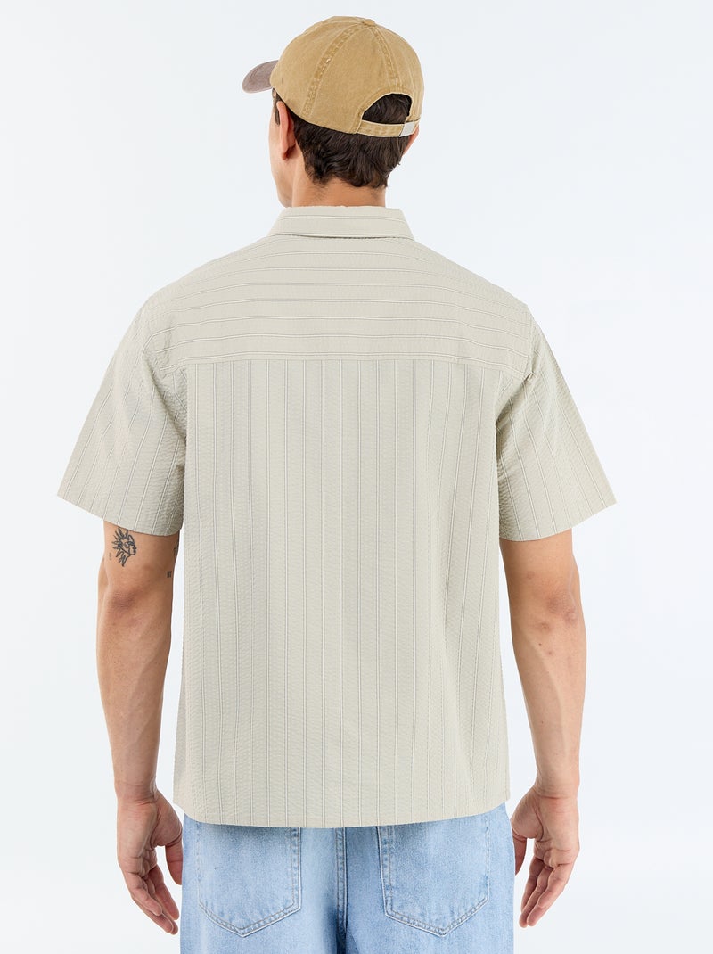 Camicia a maniche corte a righe Verde - Kiabi