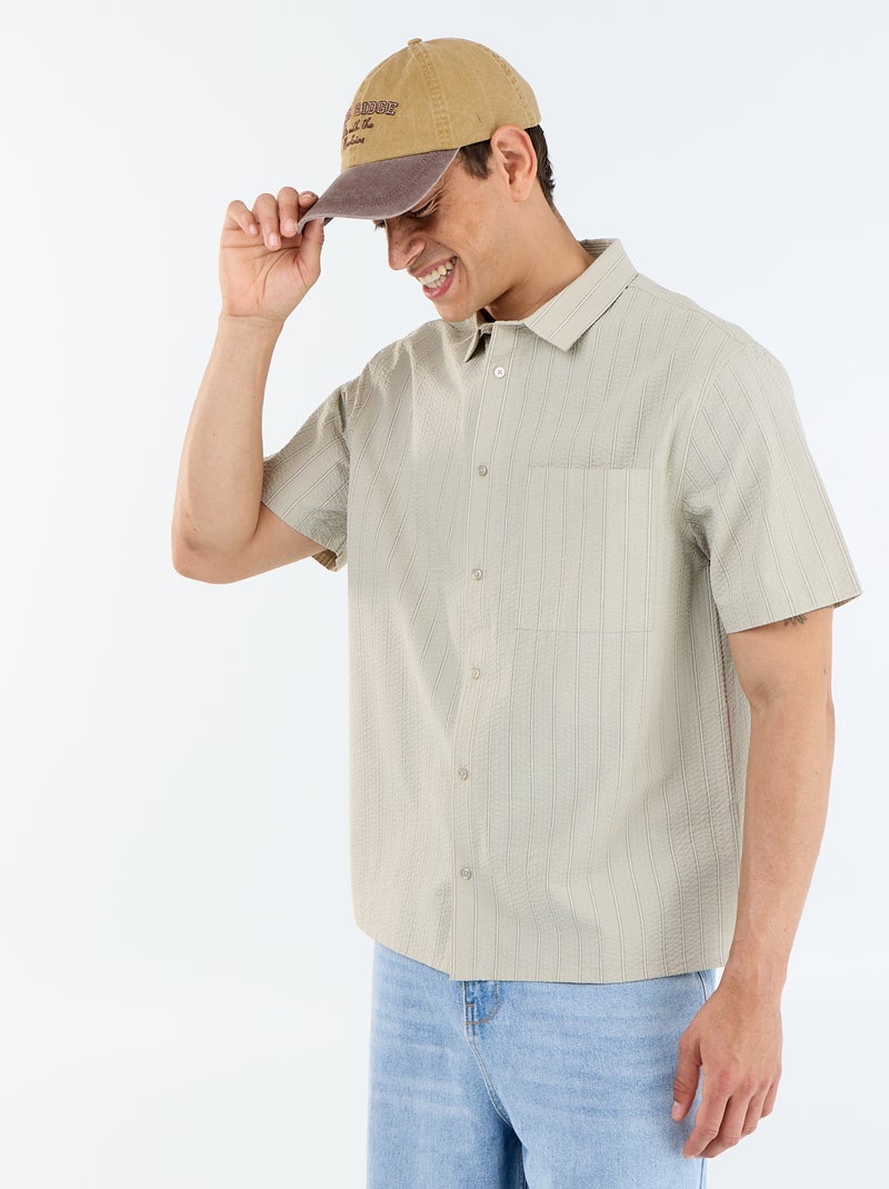 Camicia a maniche corte a righe Verde - Kiabi