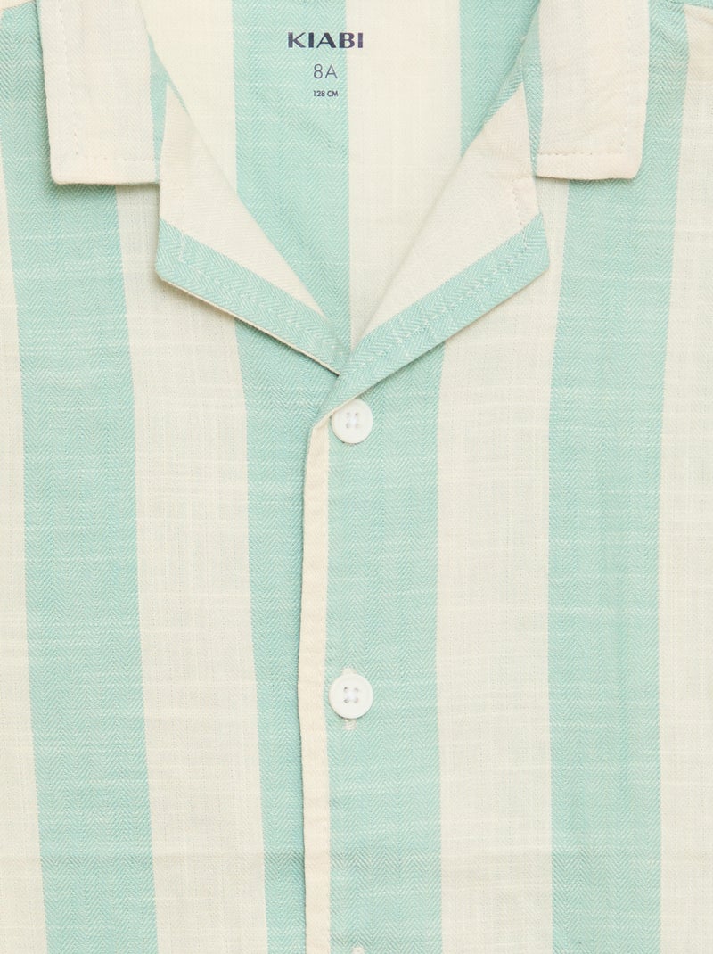 Camicia a maniche corte a righe Verde - Kiabi