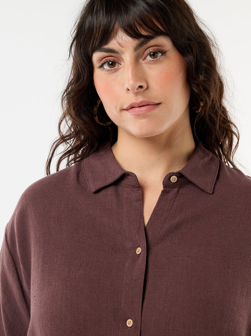 Camicia a maniche corte abbottonata Marrone - Kiabi
