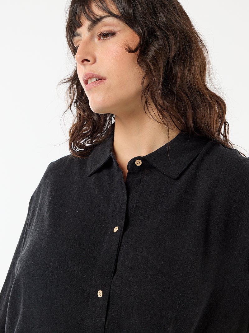 Camicia a maniche corte abbottonata Nero - Kiabi