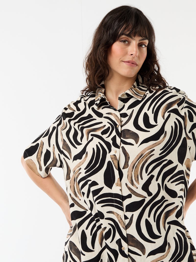 Camicia a maniche corte abbottonata Nero - Kiabi