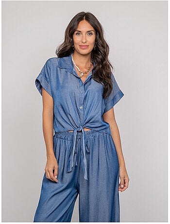 Camicia a maniche corte annodata OMERLIE