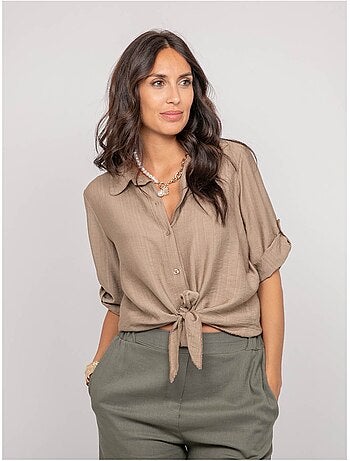 Camicia a maniche corte annodata OVELIE