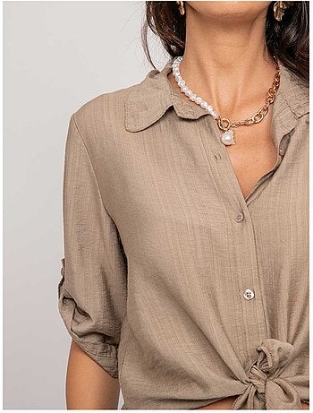Camicia a maniche corte annodata OVELIE