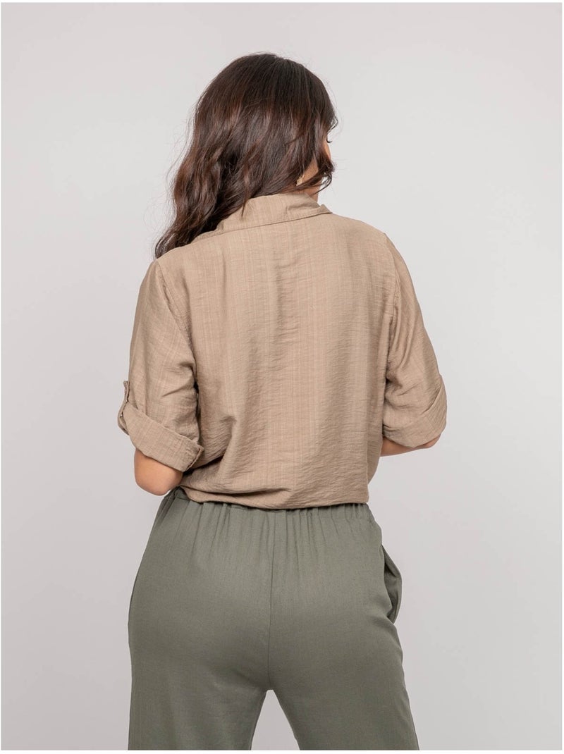 Camicia a maniche corte annodata OVELIE Beige - Kiabi