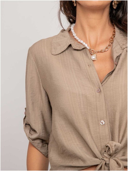 Camicia a maniche corte annodata OVELIE - Kiabi