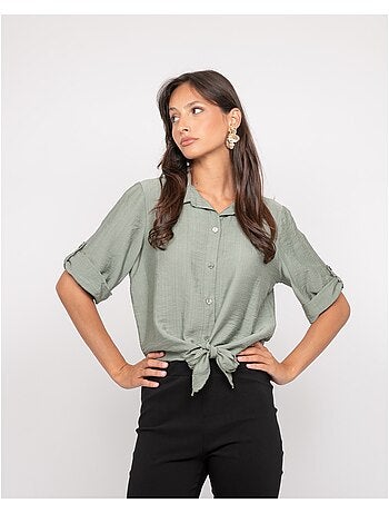 Camicia a maniche corte annodata OVELIE