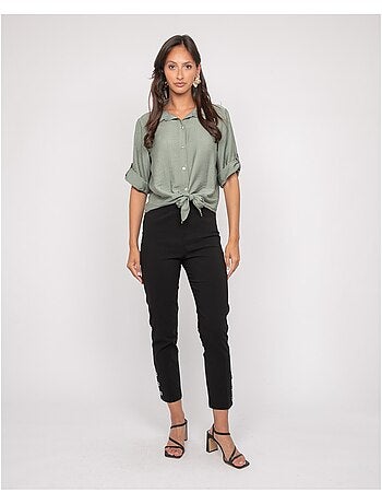 Camicia a maniche corte annodata OVELIE