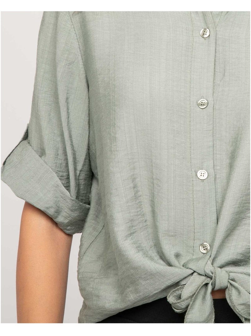 Camicia a maniche corte annodata OVELIE Cachi - Kiabi