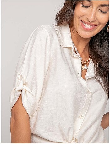 Camicia a maniche corte annodata OVELIE
