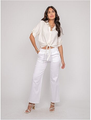Camicia a maniche corte annodata OVELIE