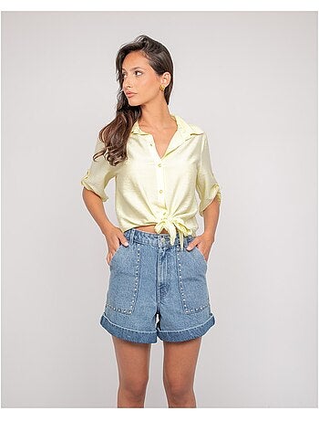 Camicia a maniche corte annodata OVELIE