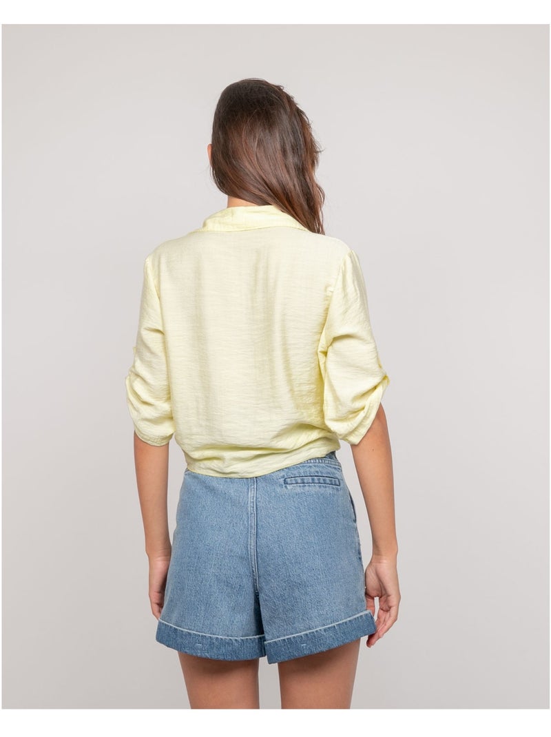 Camicia a maniche corte annodata OVELIE Giallo - Kiabi