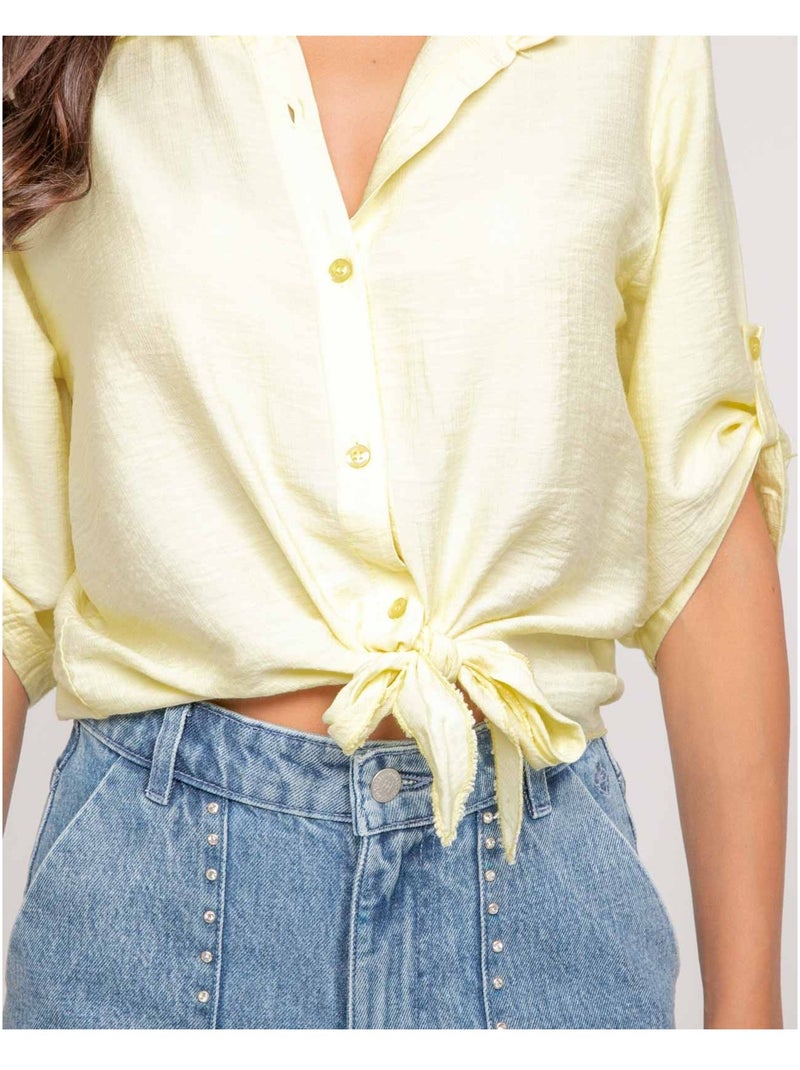 Camicia a maniche corte annodata OVELIE Giallo - Kiabi