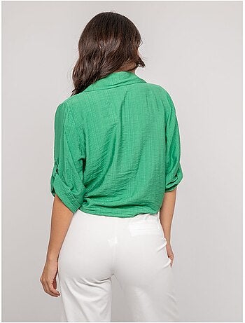 Camicia a maniche corte annodata OVELIE